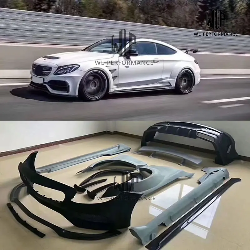 W205 C63 Широкий комплект кузова автомобиля углеродное волокно ПП передний бампер