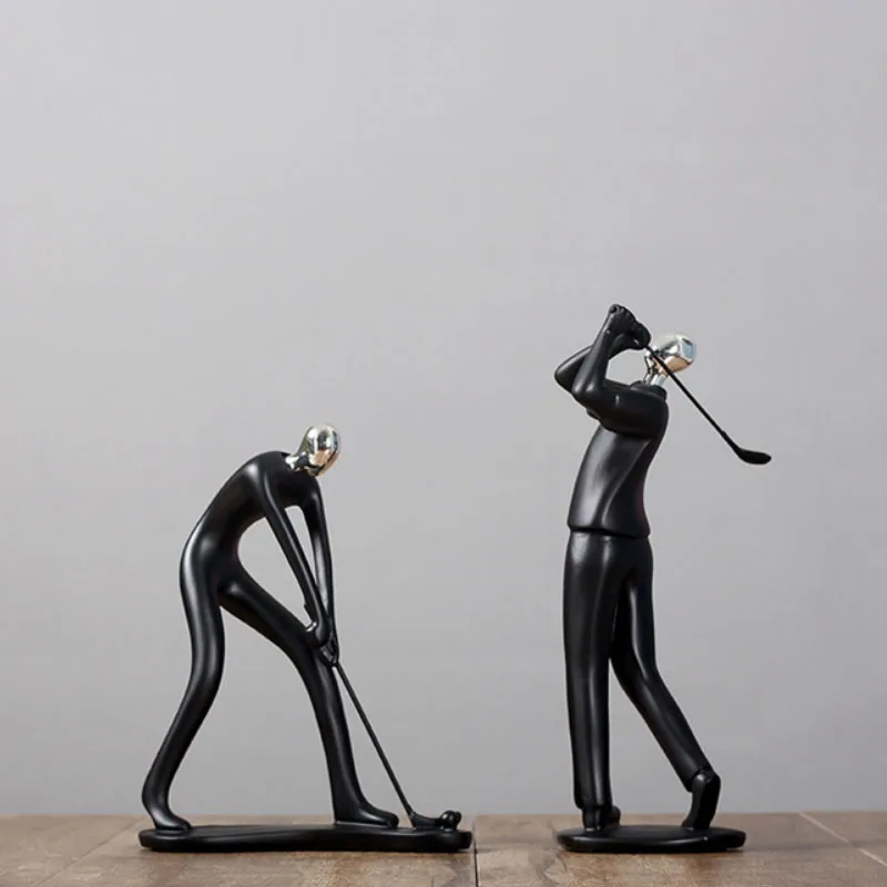 

Nordic Simple Sports Man Golf Player Statue Black Figurines Cabinet Ornaments Home Decoration Modern Stylish Bicycle Music Gift