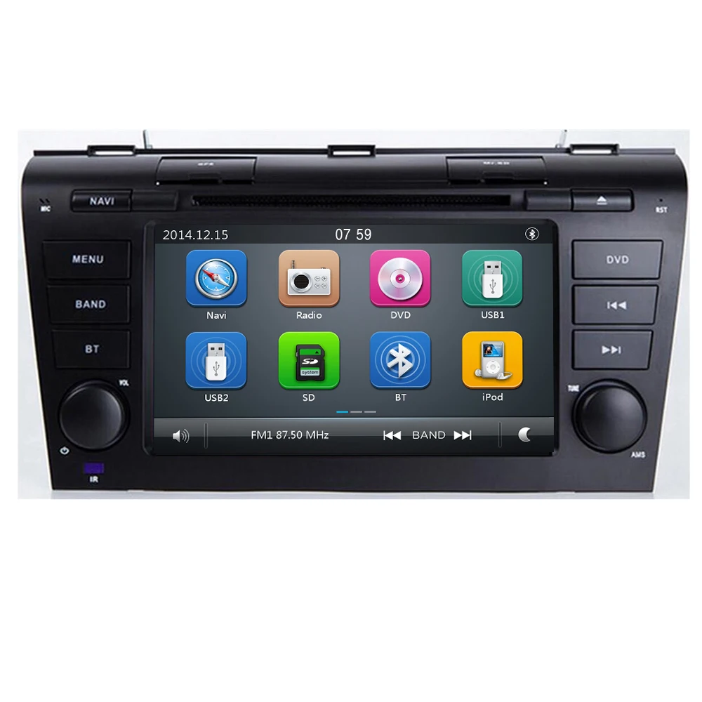 Top Free Camera 7" Double 2 Din Car Stereo DVD Player Navigation for Mazda 3 Mazda3 2004-2009 with GPS,Bluetooth,USB,SWC SD DAB TPMS 0