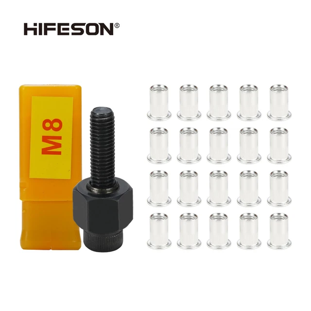 HIFESON-remachadora Manual de aluminio, herramienta para tuercas de cabeza,  para M3, M4, M5, M6, M8