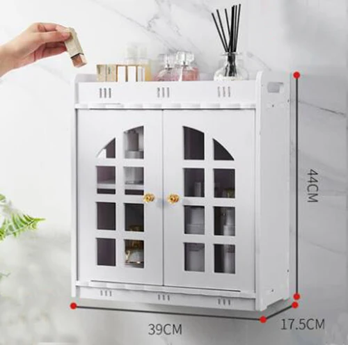Bathroom Cabinet Wall Mounted Bathroom Toilet Storage Cabinet  Shelf Cosmetic Storage Rack Wood-Plastic Cupboard White