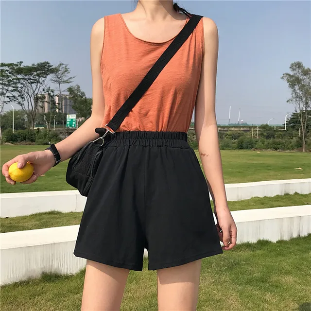Summer Casual Solid color Pocket Vintage Women Shorts 5