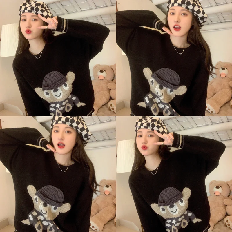 Real Shot Autumn and Winter Korean Soft Milk Cute Bear New | Женская одежда