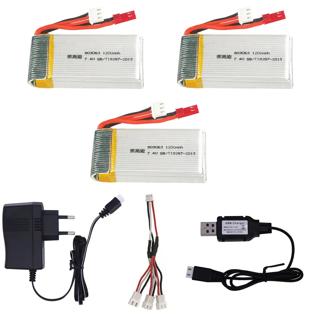 7 4 в 1200 мАч 2S 803063 30C Lipo батарея JST разъем с зарядным устройством для Yi zhang X6 H16 MJX X101 X102