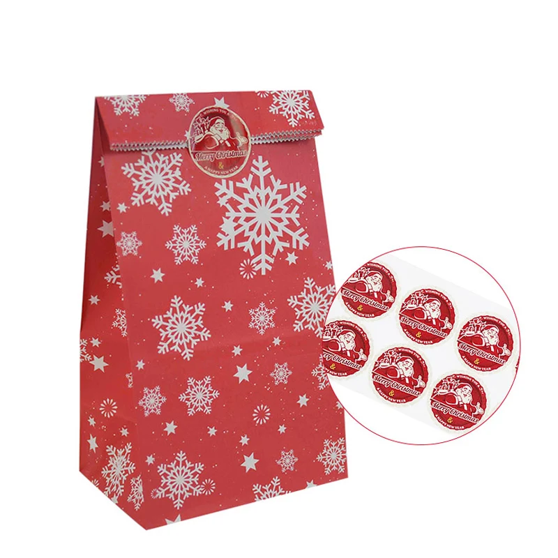 12 PCS Christmas Gift Bags Kraft Holiday Wrapping Paper Bags with