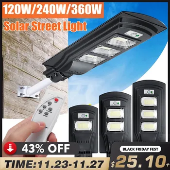 

AUGIENB 120W/240W/360W LED Solar Lamp Wall Street Light Super Bright Radar PIR Motion Sensor Security Lamp for Outdoor Garden