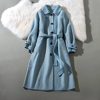 

Discount Very Cheapest Price Discount Long Wool Coat Women Fashion Small Plaid Office Lady Winter Warm Coats Good Quality Coat