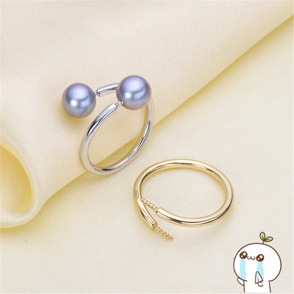 

Ring Mount Pearl Accessories Adjustable Size 925 Sterling Silver Ring Jewelry DIY No Pearl Free Shipping 2019J039