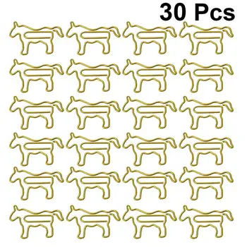 

30pcs Adorable Horse Shaped Paper Clips Creative Bookmarks Paper Clamp Needles for Home Office School (Golden Horse)