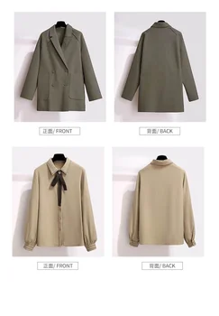 3PCs Autumn Vintage School Woolen Coat. Shirt & Skirt 5