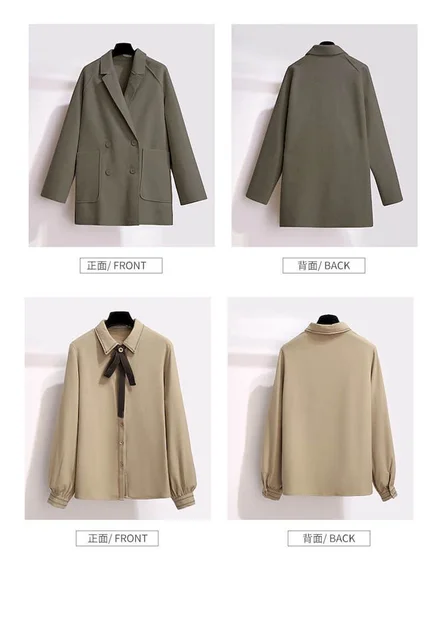 3PCs Autumn Vintage School Woolen Coat. Shirt & Skirt 5