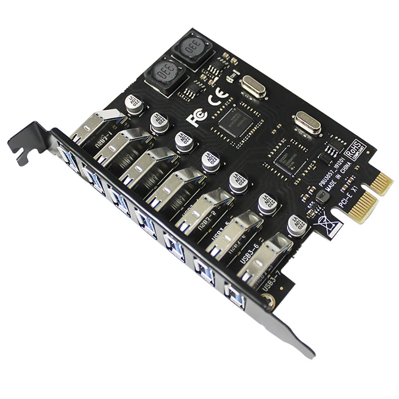 USB PCIe адаптер 7 портов 3 0 концентратор PCI E Express USB3 контроллер USB3.0 PCI-e плата
