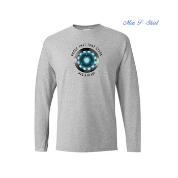 

Proof That Tony Stark Has A Heart T Shirt Iron Man Arc Reactor Super Hero Long Sleeve Tops Tees Men New Cotton Casual Streetwear