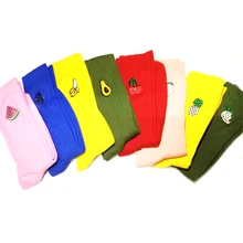 2 пары милые Мультяшные фрукты принт авокадо банан Вишневый персик девушки Kawaii Носки meias корейский Harajuku Желтый Дизайнер фрукты носки