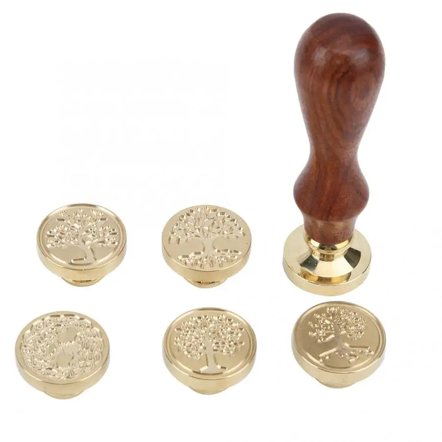 

8PCS Clear Stamps Vintage Wax Seal Stamp Set with 6 Seal Head Envelope Wedding Invitation Sealing Tool Wedding Invitation