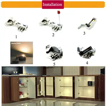 

1pc Wardrobe Closet Hinge Lights LED Sensor Light Simple Universal Inner Hinge Lamp Super Bright Cupboard