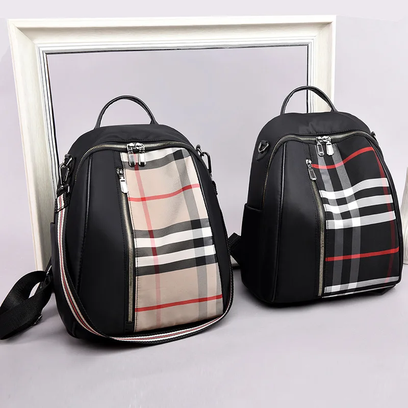 

New Arrival Contrast Color Oxford Small Backpack 2018 New Style Casual Versatile Stripes Fashion Shell Dual Purpose Backpack WOM