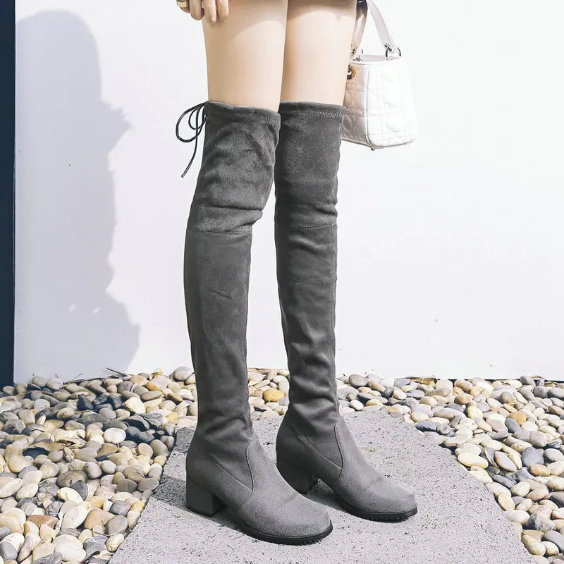 square toe thigh high boots