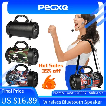 

Wireless Bluetooth Speaker Outdoor Portable With Shoulder Belt Stereo Soundbar 800mAh Battery Music Radio FM / USB / TF Speaker