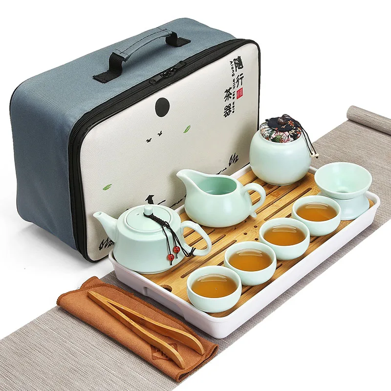 

Japanese Style Tea Set Ceramic Vintage Travel Handmade Portable Kung Fu Tea Set Porcelain Tea Ceremony Juego De Te Teaware 50