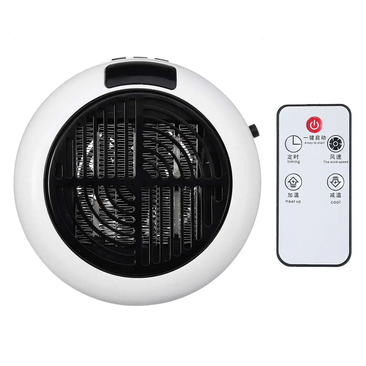 900W Electric Heater Mini Fan Heater Desktop Household Wall Handy Heating Stove Radiator Winter Body Warmer Ceramic Machine - Color: White