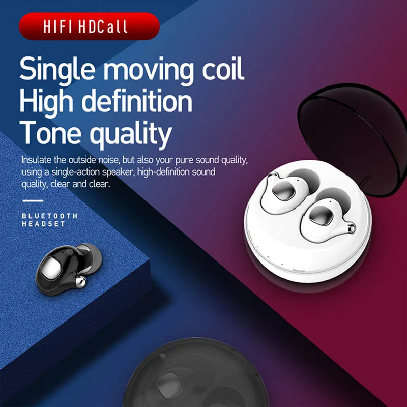 

Mini Bluetooth Earphone TWS In-ear Stereo Sports HIFI Wireless Earbud with Charging Pod ING-SHIPPING