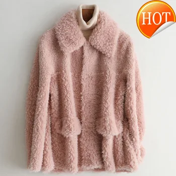 

Winter Coat Autumn Women Clothes 2020 Sheep Shealrling Tops Real Fur Coat Female Wool Jacket Korean Vintage Abrigo Mujer ZT4347