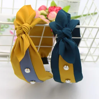 

AWAYTR New Korean Pearl Headband Cute Rabbit Ears Hair Bands For Women Fashion Color Matching Hair Accessories Headwear