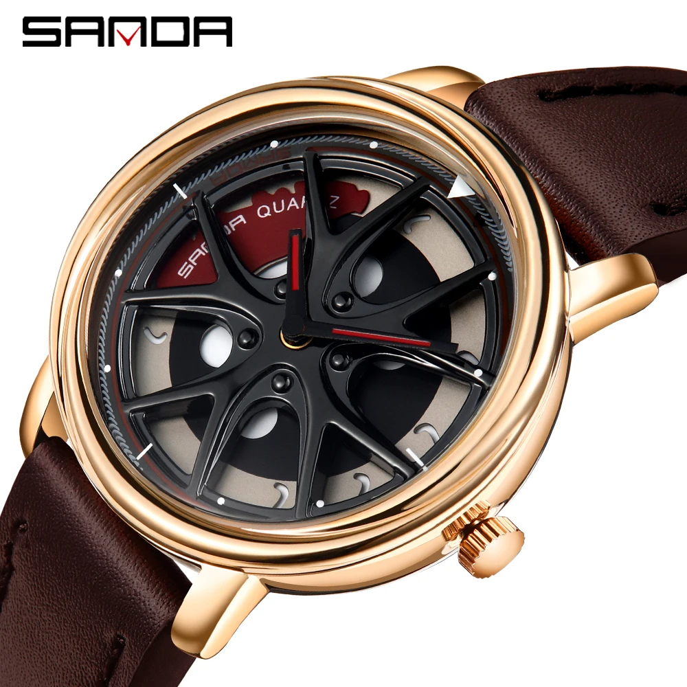 Sleek Black Waterproof Stainless Steel Skeleton Dial Men's Wristwatch