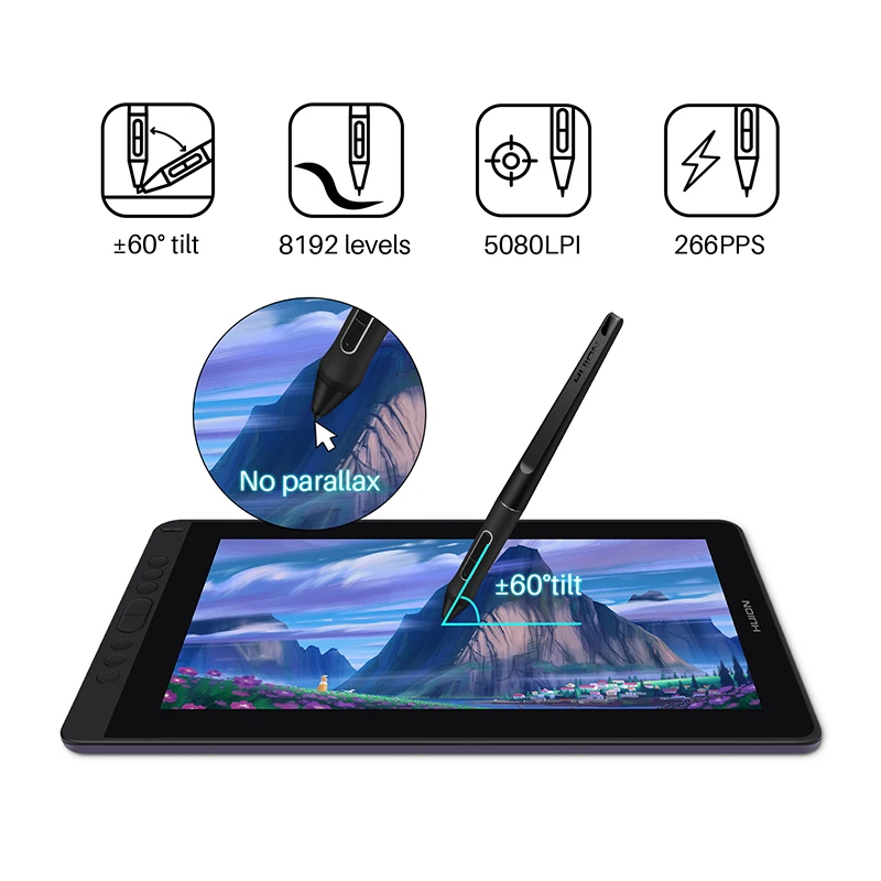 Huion 13 Inch Graphics Tablet Kamvas 13 with Screen Pen Display Tilt Function Battery-Free Stylus for Remote Working Drawing - 5