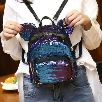 

Fashion Women Girls Sequins Backpack Mini Bags Ladies Anti-theft Zipper Bags Bling School Backpack