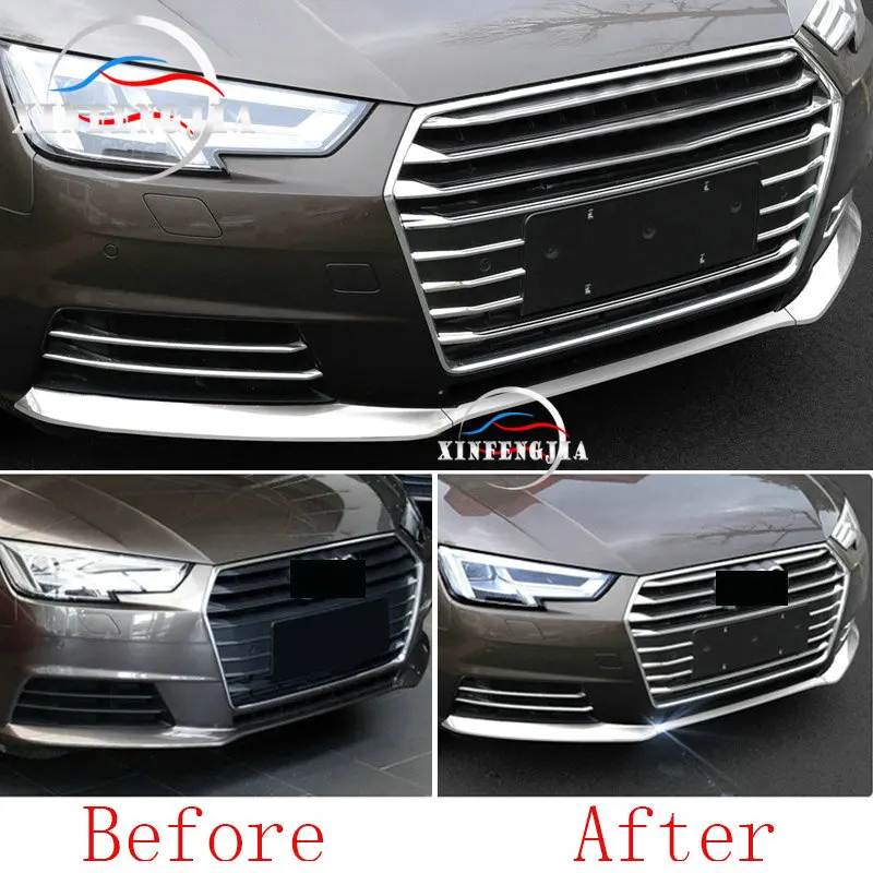 Для Audi A4 B9 17-18 3x сталь Передняя Нижняя решетка решетки литья Защитная крышка отделка