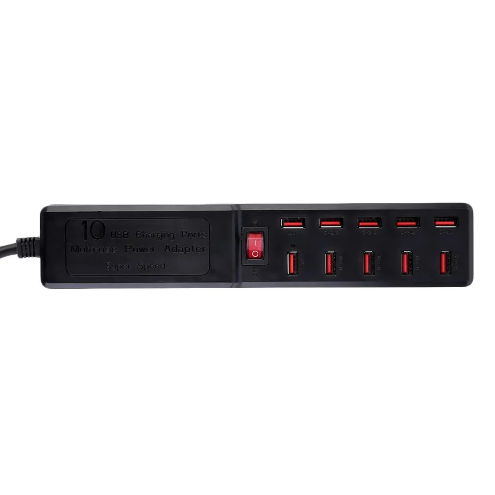 Черный и белый компактный и легкий USB блок питания с 6 розетками переменного тока и 4 интеллектуальными 5 В/2,4 А usb зарядными портами YA18WS-6AU4U