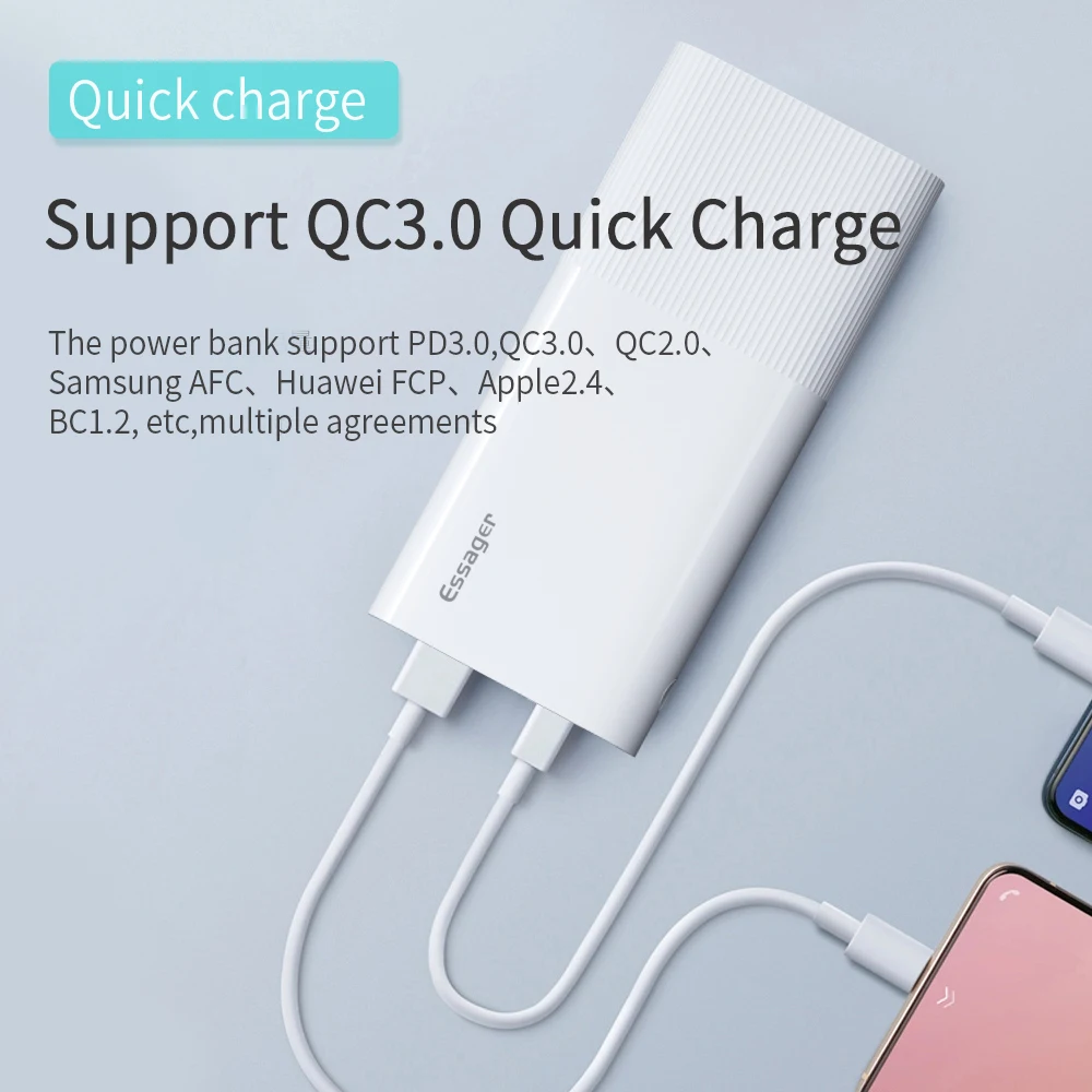 Essager Power Bank 20000mAh PD QC 3.0 External Battery Charger USB Type C Powerbank 20000 mAh Poverbank For Xiaomi mi iPhone Essager Power Bank 20000mAh PD QC 3.0 External Battery Charger USB Type C Powerbank 20000 mAh Poverbank For Xiaomi mi iPhone