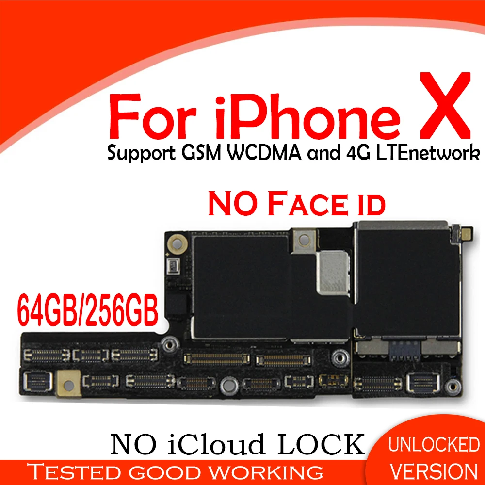 Factory unlocked for iphone X motherboard without with Face ID,Free