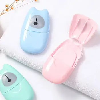 

50Pcs Disposable Boxed Soap Paper Portable Travel Hand Washing Scented Sheets Hand Washing Box Mini Soap Paper