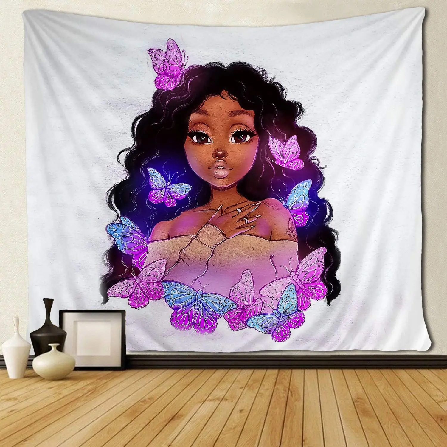 Black Girl Afro Girl Sweet Afican American Pink Blue Custom