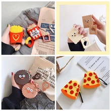 Для AirPods чехол 3D милое печенье, пицца Печенье чехол для наушников s для Apple Airpods 2 забавная Защитная крышка с кольцом на палец