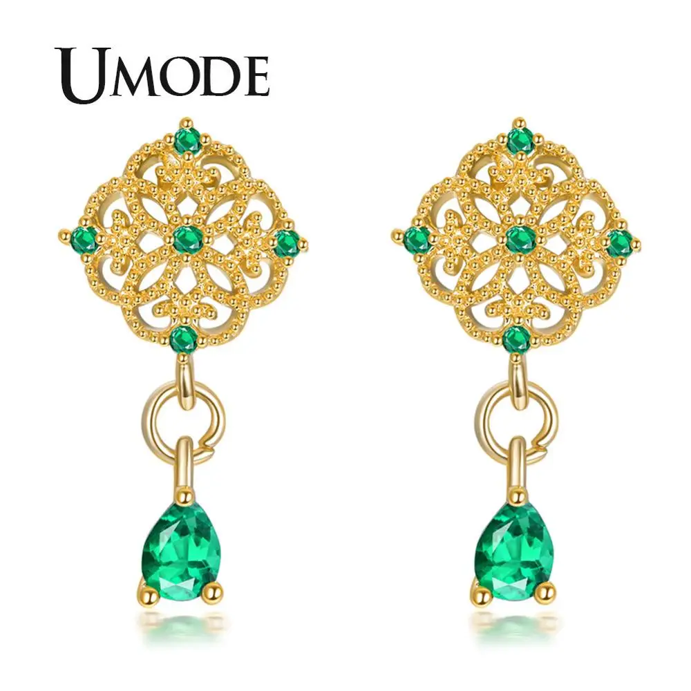 UMODE корейские висячие серьги ювелирные изделия Свадебные зеленые фианиты