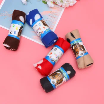 

5PCS Pet Blanket Two Faced Footprint Winter Blanket for Cat Puppy Dog