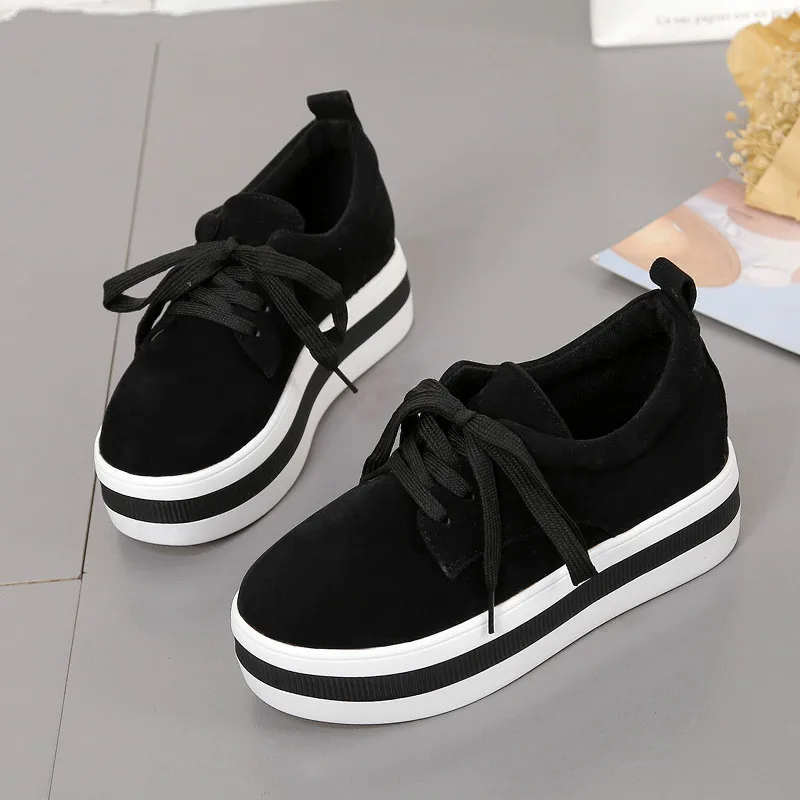 

2019 New Spring Moccasin Womens Flats Fashion Creepers Shoes Bow Lady Flats Loafers Ladies Slip on Platform 5CM Shoes