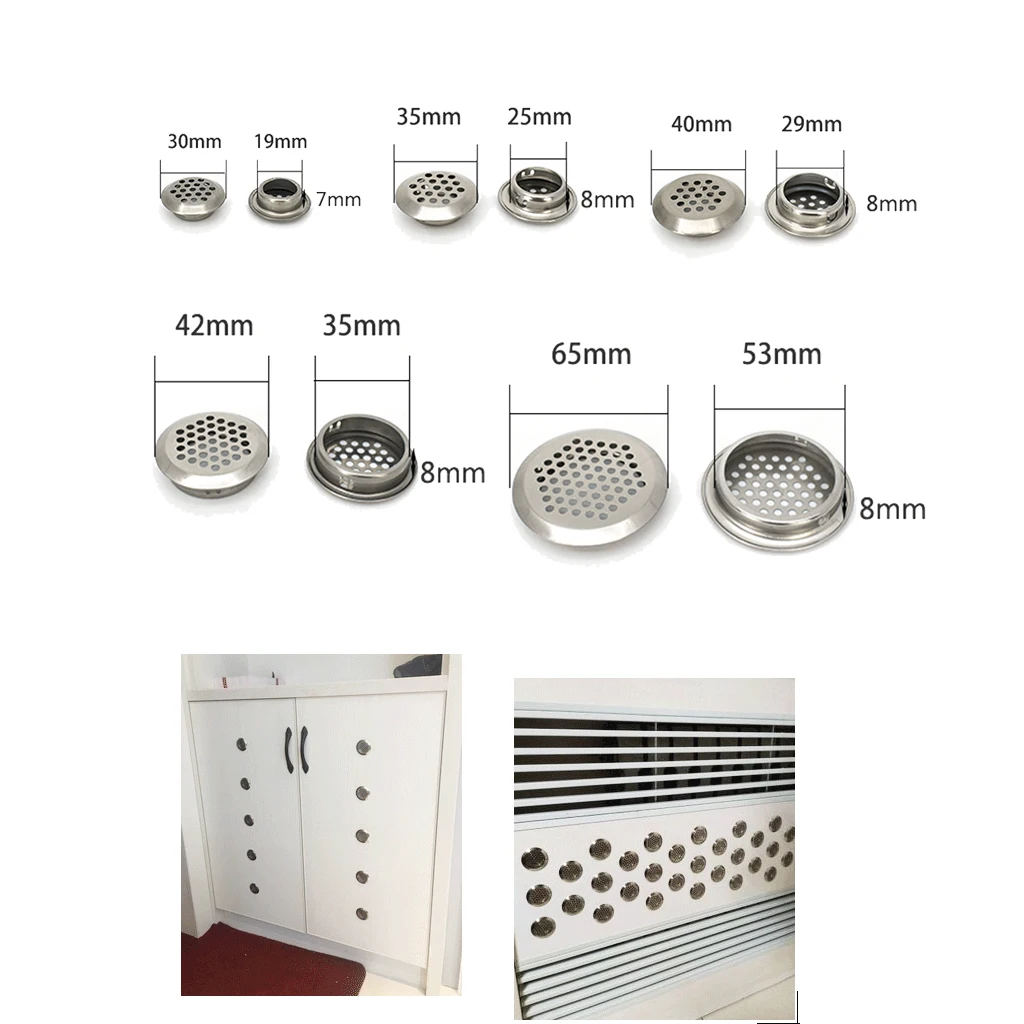 10 Pieces Housing Cover Stainless Steel Round Ventilation Hole Grid