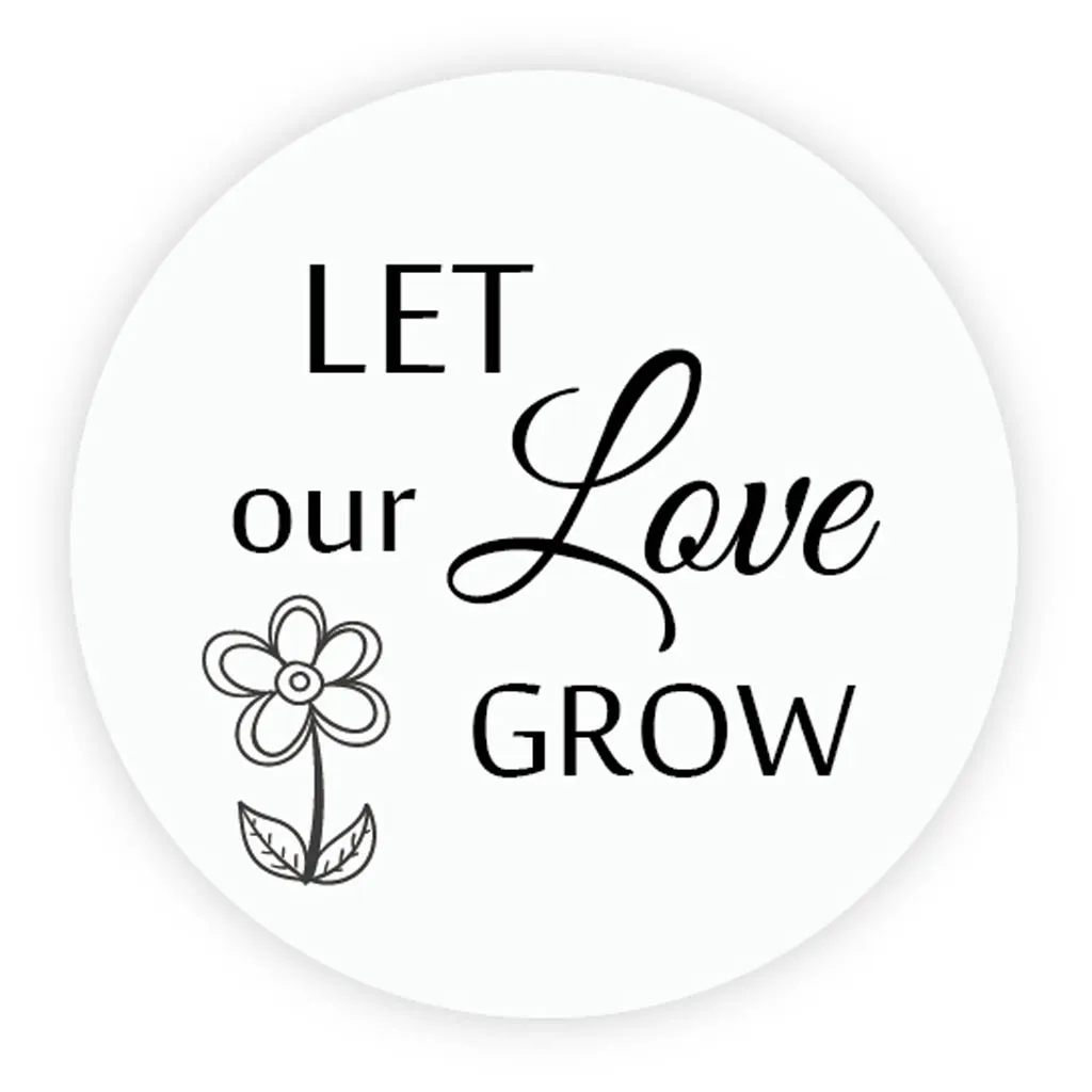 DouxArt 100 штук Let Our Love Grow наклейки 4 см красочные свадебные сувениры крещение