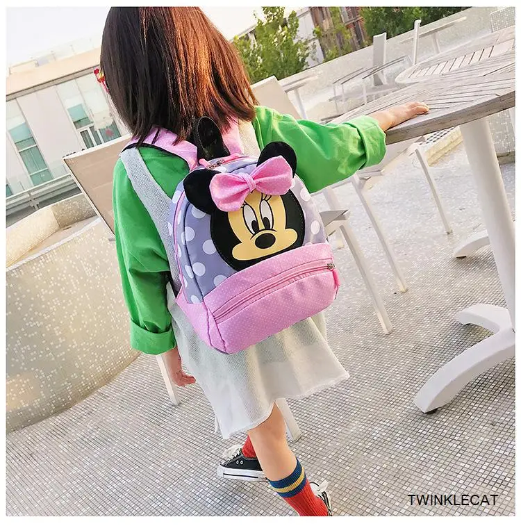 Рюкзак для маленьких девочек, маленькое плюшевое пальто, сумки с Микки и Минни Маус для детей от 2 до 7 лет, новая милая переносная сумка для детского сада
