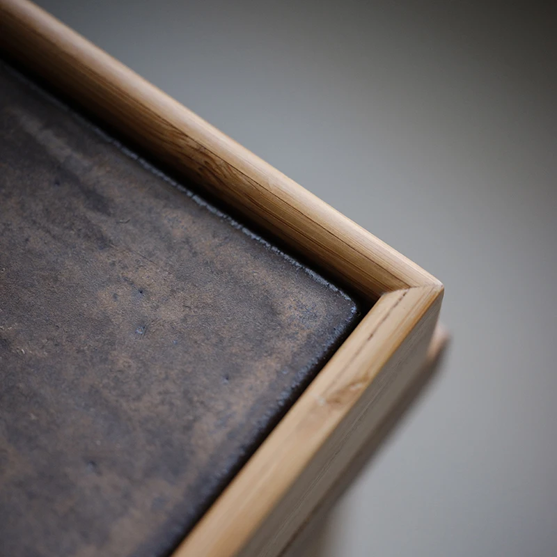 Tea Tray Ceramic And Bamboo For Kung Fu Serving