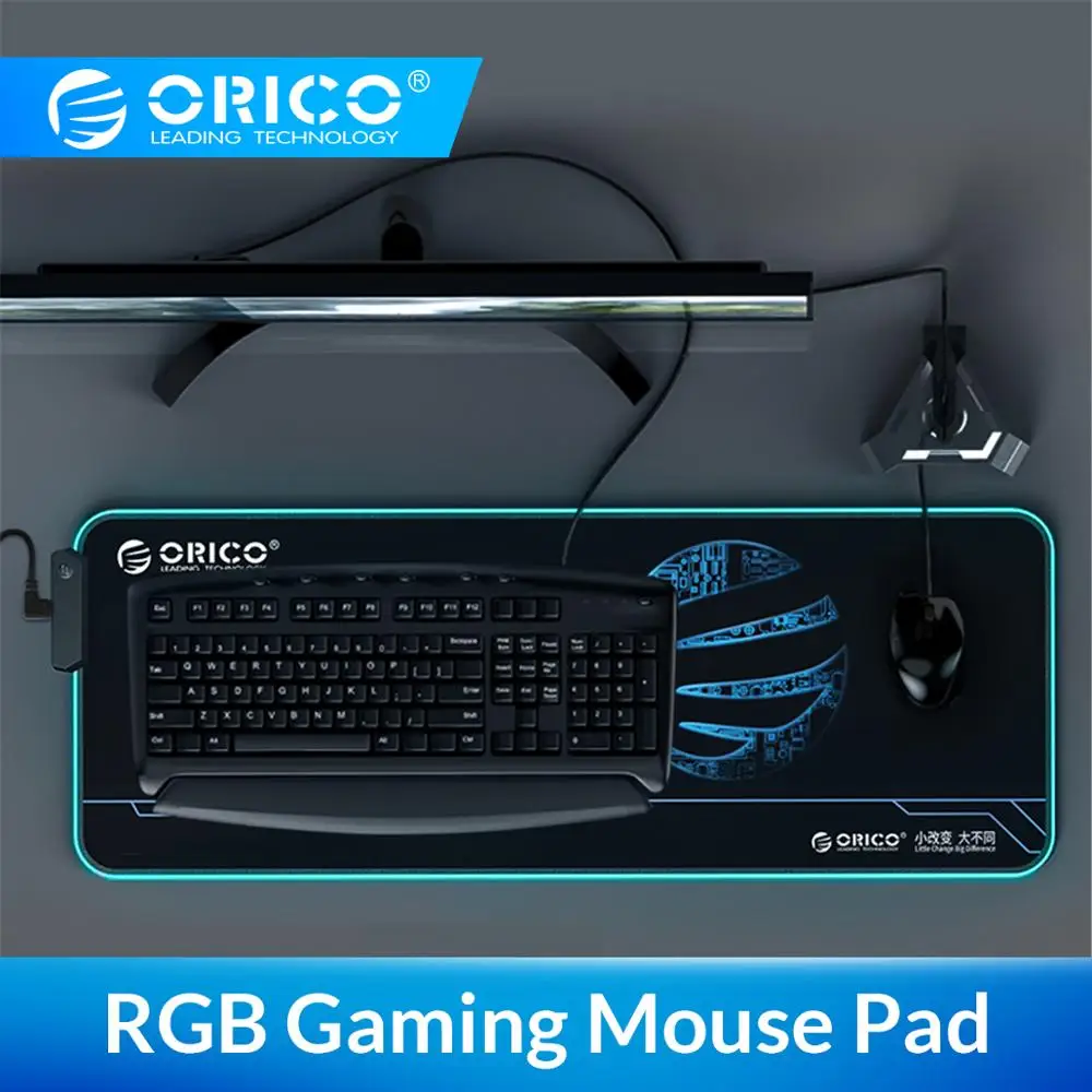 ORICO Gaming Mouse Pad RGB Large Gamer Computer Natural Rubber Non-slip Mousepad With 2M USB USB Fo