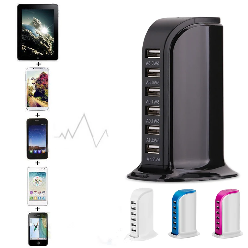 Universal 6 USB Port Charger Quick Charge Charging Dock Station Desktop Travel Charger Hub 30W For iPhone