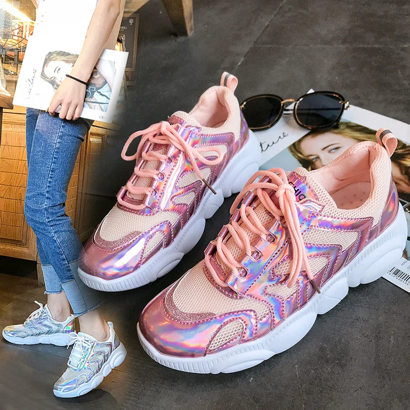 

Laser Harajuku Shoes Women's 2019 Dad Online Celebrity Students Korean-style Ulzzang New Style Athletic Shoes INS Super Fire Ver