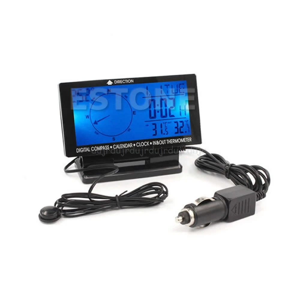 

Car Digital Compass With Clock In/Out Thermometer Calendar Function Luminous GBP S16 19 Dropship