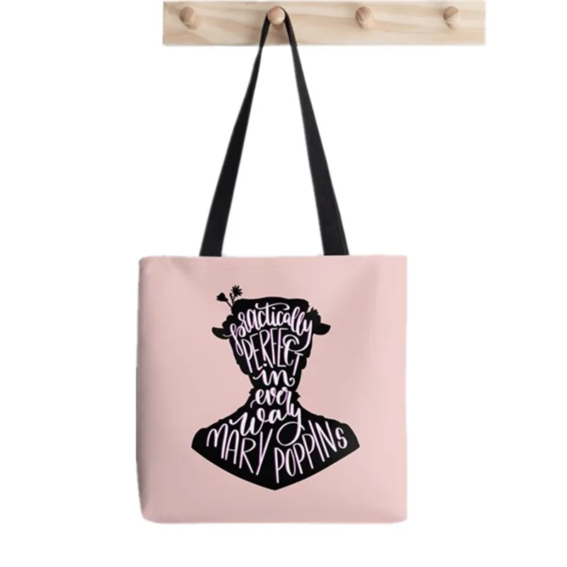 Shopper Mary Romantic Sakura Poppins Painted Tote Bag women Harajuku shopper handbag girl Shoulder shopping bag Lady Canvas Bag